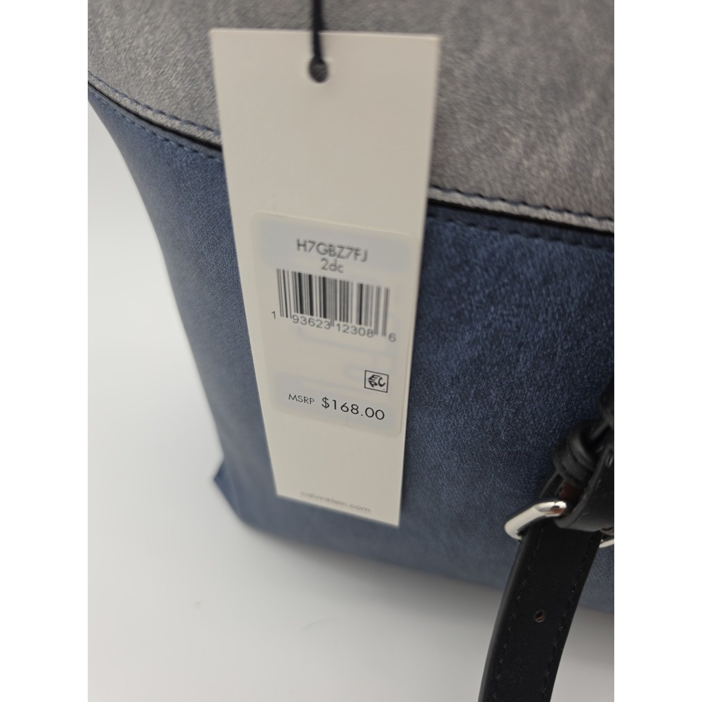 New Leather Calvin Klein purse Blue Gray Tote Purchased From Neiman Marcus. - Picture 13 of 15